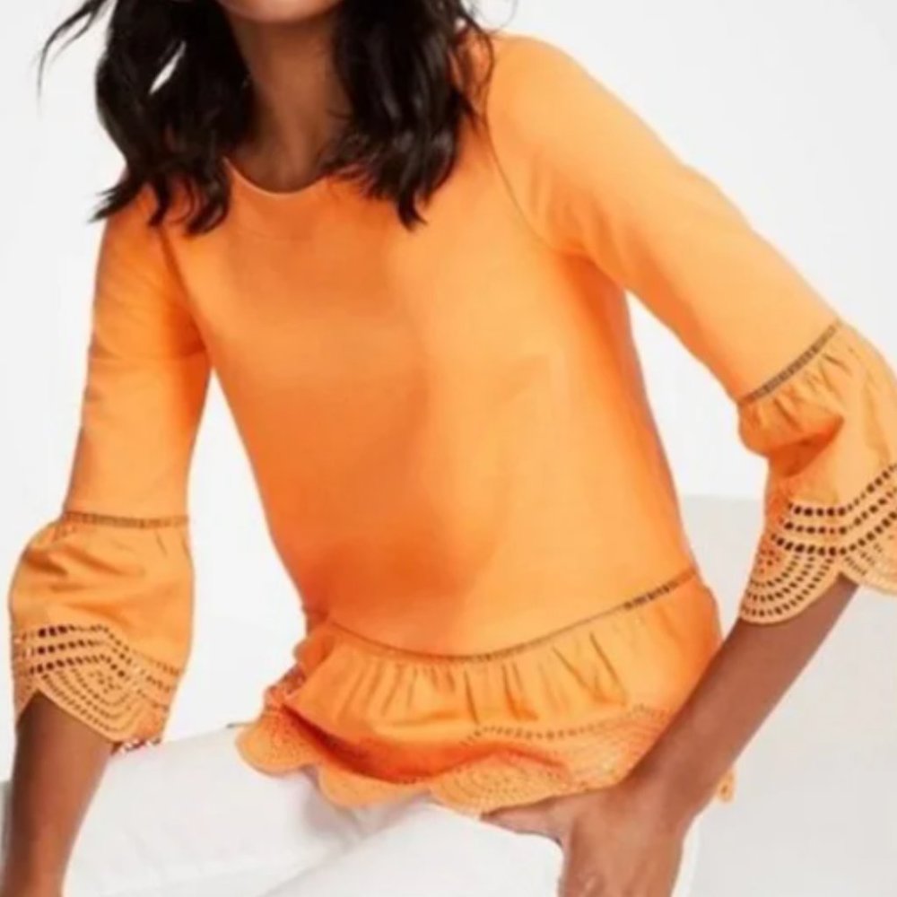 Ann Taylor Eyelet Hem Orange Sorrento Sun Top